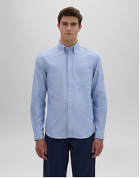 Oxford Cotton Shirt with Button-Down Collar Sky (40)