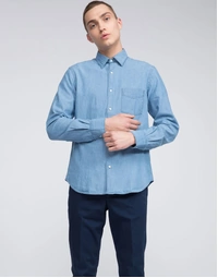 Sedici Cotton Chambray Shirt Medium Denim (39)