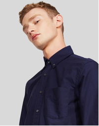 Oxford Cotton Shirt with Button-Down Collar Navy (39)