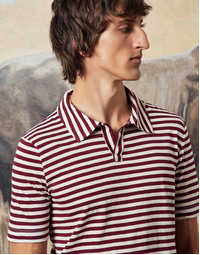 Aruba Short Sleeve Striped Polo J0160 Lampone (S)