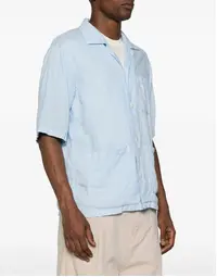 Ago Camp Collar Linen Shirt Sky Blue (S)