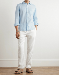 Sedici Linen Shirt With Pocket Sky Blue (40)