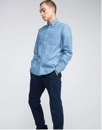 Sedici Cotton Chambray Shirt Medium Denim (39)