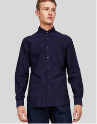 Oxford Cotton Shirt with Button-Down Collar Navy (39)