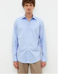 Genova Classic Cotton Shirt T4315 Azzurro (S)