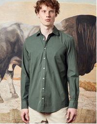 Canary Round Collar Cotton Shirt T4549 Salvia (S)