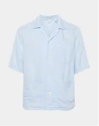 Ago Camp Collar Linen Shirt Sky Blue (S)