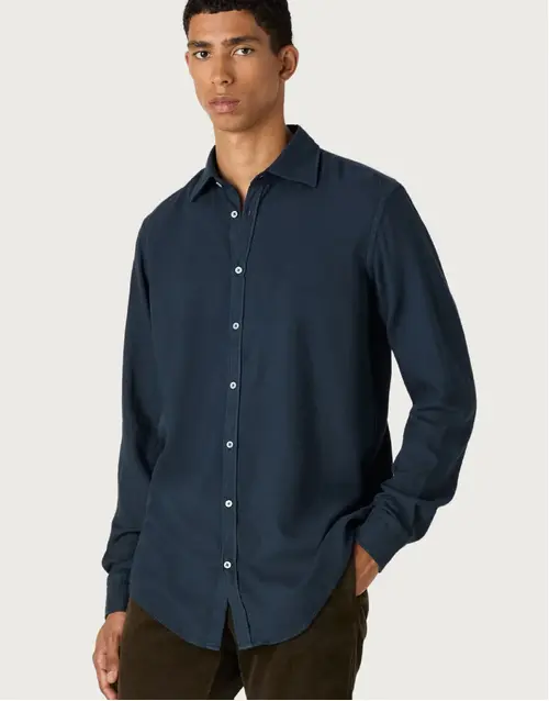 MASSIMO ALBA | Genova Cotton Viscose Shirt | Dark Blue