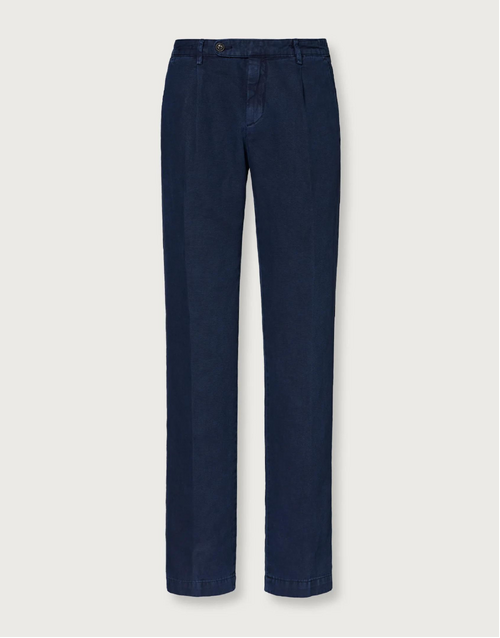 MASSIMO ALBA | Ionio2 Cotton Hemp Trousers | Blue 