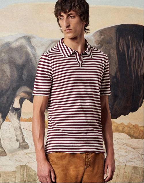 MASSIMO ALBA | Aruba Stripe Polo Shirt | Raspberry