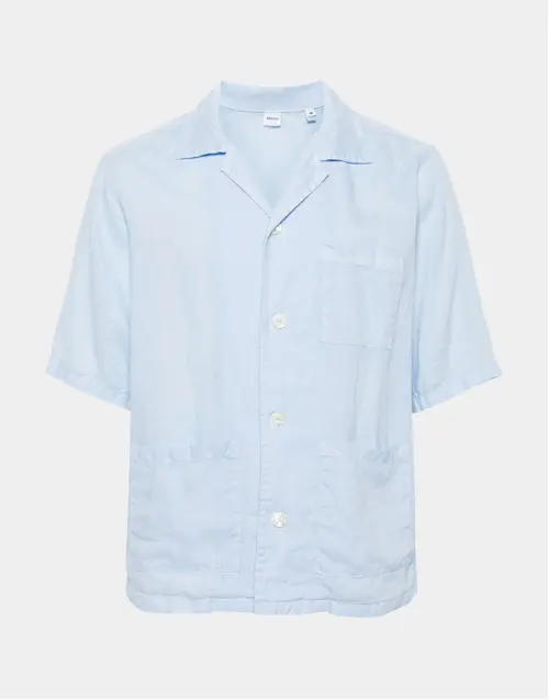 ASPESI | Ago Short Sleeve Linen Shirt | Sky Blue