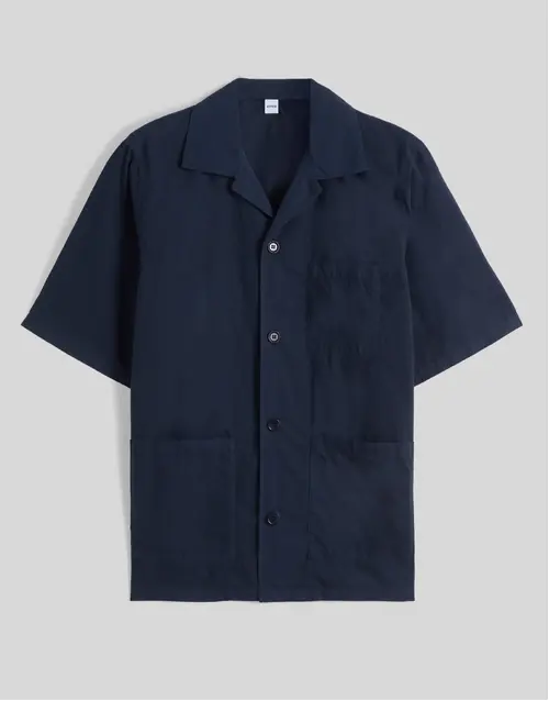 ASPESI | Ago Cotton Short Sleeve Shirt | Navy